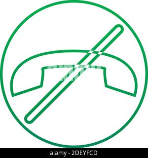 Outline forbidden handset icon. Forbidden handset vector illustration. Green symbol for web and mobile isolated on white background. Icon of a set Stock Vector