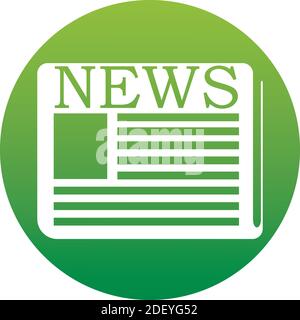 Newspaper in green gradient circle icon on white . Vector illustration EPS10. Icon of a set Stock Vector