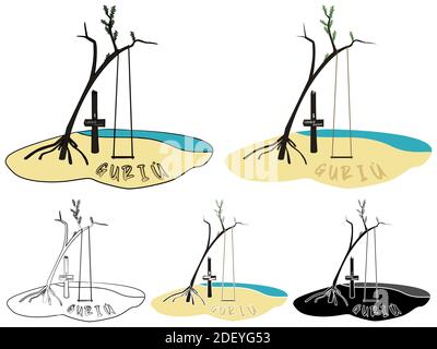 Mangrove Guriu in Jericoacora, Brazil Stock Vector