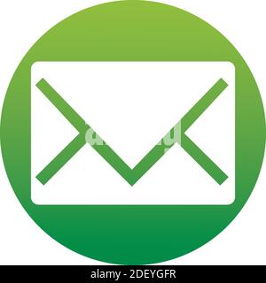 Envelope Mail icon, vector illustration. Flat design style icon of a set. Isolated on white background. Envelope in green gradient circle. Stock Vector