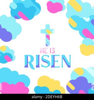 He is risen. Happy Easter greeting card. Stock Vector