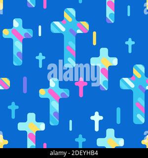 Happy Easter seamless pattern with crosses. Stock Vector