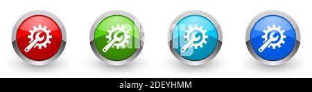 Repair, industry, service concept silver metallic glossy icons, set of modern design buttons for web, internet and mobile applications in four colors Stock Photo