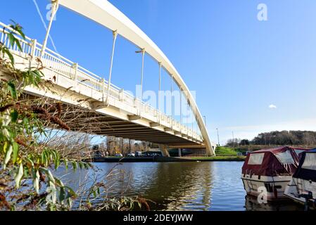 Walton bridge crossing over the River Thames connecting  Walton to Shepperton Surrey England UK Stock Photo