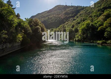 river characterized by very clear blue water in the gorges of the Narni mountains Stock Photo