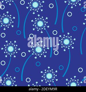 Decorative hand drawn trendy dandelion flower vector seamless pattern design for textile and printing-Ditsy floral texture colorful background. Stock Vector