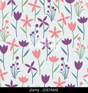 Elegant trendy ditsy floral texture vector repeating pattern design comprising hand drawn beautiful flowers. Suitable for printing and textile Stock Vector