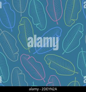 Elegant trendy vintage ditsy floral texture vector repeating pattern comprising banana leaves. Foliage background most suitable for wallpaper, wrappin Stock Vector