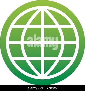 Internet icon of a set. Go to web sign. Internet symbol. Isolated on white background. Green circle. Stock Vector