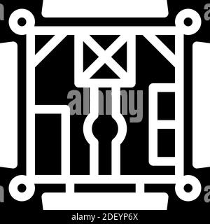 castle plan glyph icon vector illustration black Stock Vector