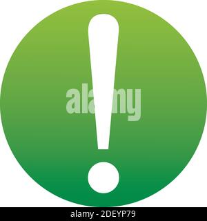 Exclamation mark icon of a set. Vector illustration. Green circle. Stock Vector