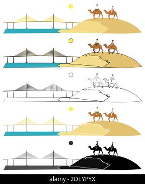 Dromedaries in Genipabu, Rio Grande do Norte, Brazil Stock Vector