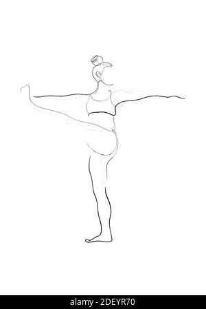 Hand drawn line art illustration of Urdhva Stretched Upward pose or ...