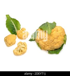 colored cauliflower path isolated on white top view Stock Photo