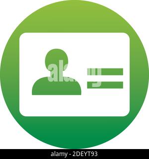 Business card Icon vector flat design. Id card symbol on green gradient button isolated on white background. Icon for your web site design, logo, app, Stock Vector