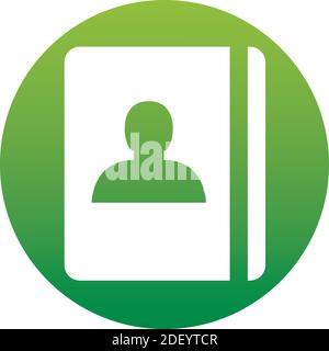Address phone book, notebook icon. Flat style design in green circle isolatedon white background. Icon of a set for your web site design, logo, app, U Stock Vector