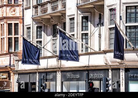 Man Outside The De Beers Jewellery Shop In Old Bond Street Mayfair