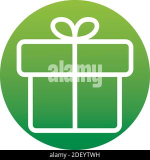 Gift box - Vector icon / button, graphic design element of a set in trendy flat style isolated on white background. Retro symbol on green gradient but Stock Vector