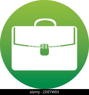 Briefcase icon in circle . Icon button, graphic design element of a set in trendy flat style isolated on white background. Retro symbol on green gradi Stock Vector