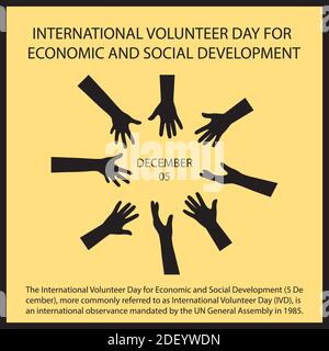 The International Volunteer Day for Economic and Social Development (5 December), more commonly referred to as International Volunteer Day, is an inte Stock Vector