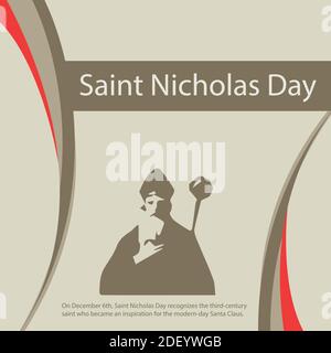 On December 6th, Saint Nicholas Day recognizes the third-century saint who became an inspiration for the modern-day Santa Claus. Stock Vector
