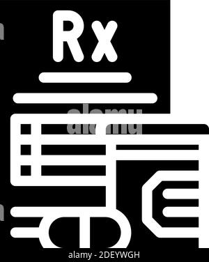 medical prescription and pills glyph icon vector illustration Stock Vector