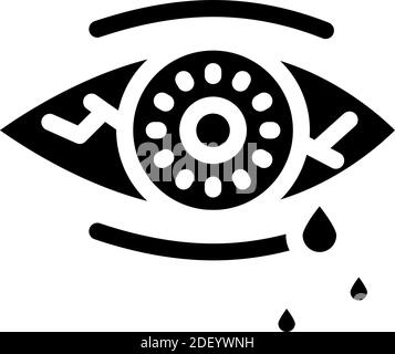 eye tearing glyph icon vector illustration black Stock Vector
