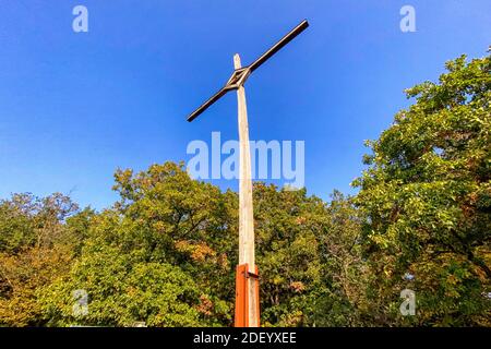 The summit cross on the Calmont in Bremm on the Moselle Stock Photo