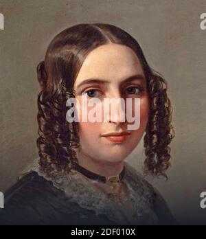 FANNY MENDELSSOHN (1805-1847) German composer and pianist, sister of the more famous Felix Mendelssohn and after her marriage called Fanny Hensel. Painting by Moritz Daniel, 1842. Stock Photo