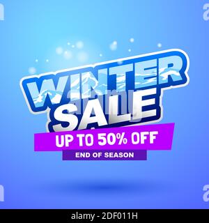 Winter sale special offer banner. Bright creative design. Happy and funny style. Can be use for kids product discount. Stock Vector