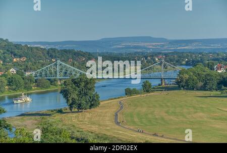 Elbe, Brücke 'Blaues Wunder', Dresden, Sachsen, Deutschland Stock Photo