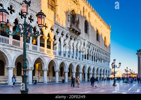 Doge's Palace, facing the Grand Canal on the Piazzetta San Marco. Venice, Veneto, Italy, Europe Stock Photo