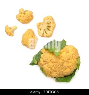 colored cauliflower path isolated on white top view Stock Photo