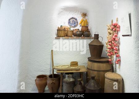 Corner of a cave house. Cave-Museum of traditional culture. Centro de Interpretacion Cuevas de Guadix. This museum will let you take a close look at t Stock Photo