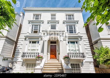 Victorian style white villa at Chepstow street road in Notting Hill, London in Chelsea and Kensington borough neighborhood in United Kingdom Stock Photo