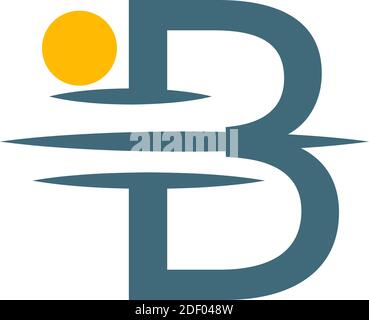 Logo icon Letter B with sunset icon design illustration Stock Vector