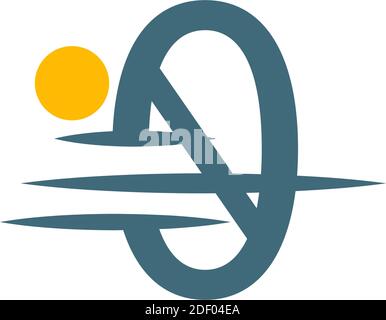 Logo icon number zero with sunset icon design illustration Stock Vector