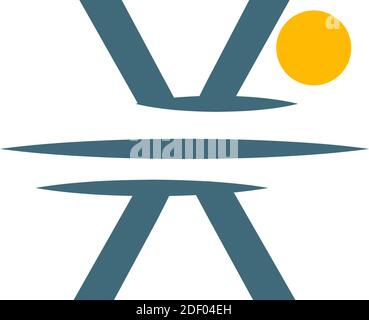 Logo icon Letter X with sunset icon design illustration Stock Vector
