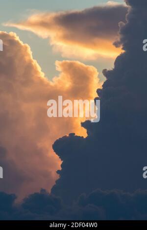 Dramatic clouds at sunset. Stock Photo