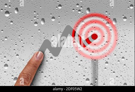 Business success visualization and concept of profit goals as a person aiming at a dart target as a positive motivation metaphor for clear focus. Stock Photo