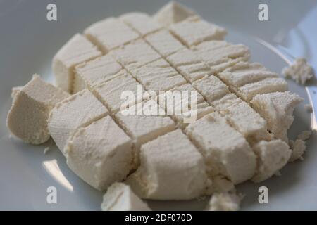 Homemade Paneer, fresh Indian cottage cheese Stock Photo