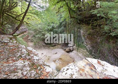 The top of the dried up waterfall Stock Photo