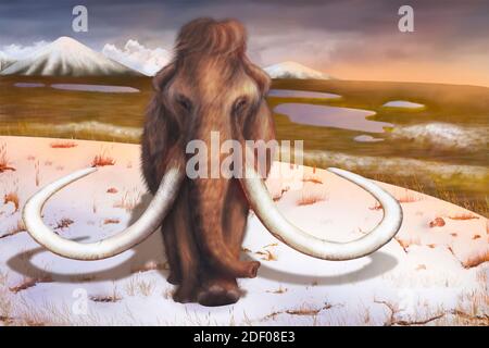 Woolly Mammoth Walking Ice Age Digital Art By Winters860 Isolated ...