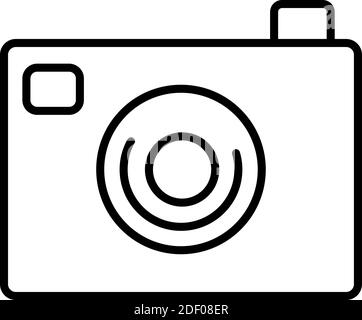 black outline icon of photocamera in simple style Stock Vector