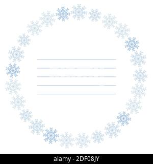 Snowflakes vector. Winter round frame template. New Year and Christmas. Design element Stock Vector