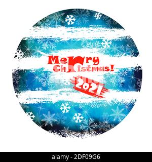 Blue round and striped background with snowflakes. Merry Christmas. Beautiful Christmas background. Vector illustration Stock Vector