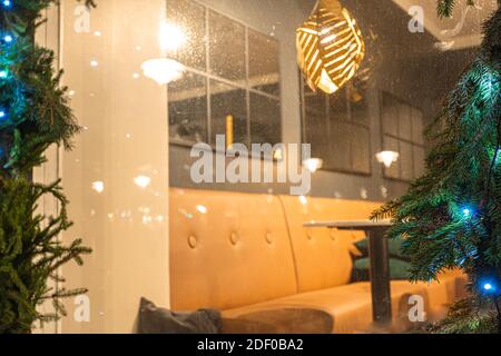Helsinki, Finland November 30, 2020 Shop window decoration for the new year. High quality photo Stock Photo