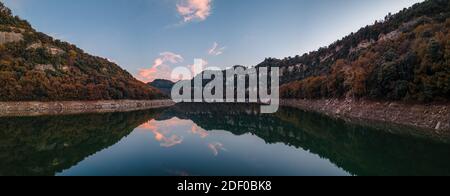 Sky reflection in the river Ter, Spain. Stock Photo