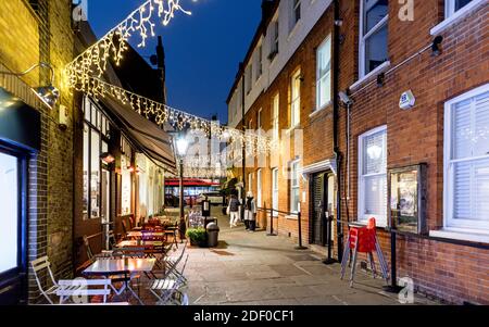 Christmas Lights In Hampstead at Night London UK Stock Photo