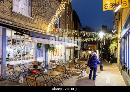 Christmas Lights In Hampstead at Night London UK Stock Photo